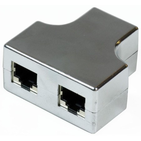 Adapter MicroConnect RJ45 - 2×RJ45, srebrn