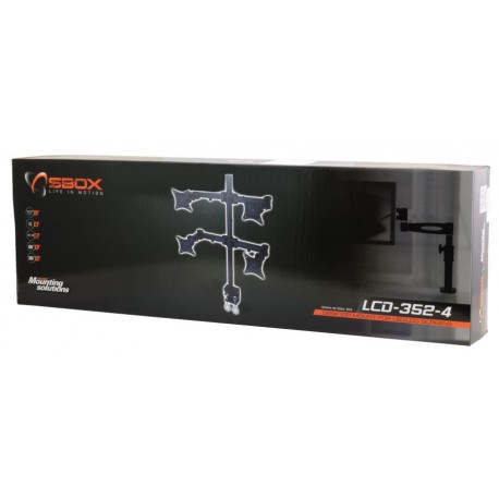Namizni nosilec za 4x monitor 13-27" SBOX LCD-352/4 črn