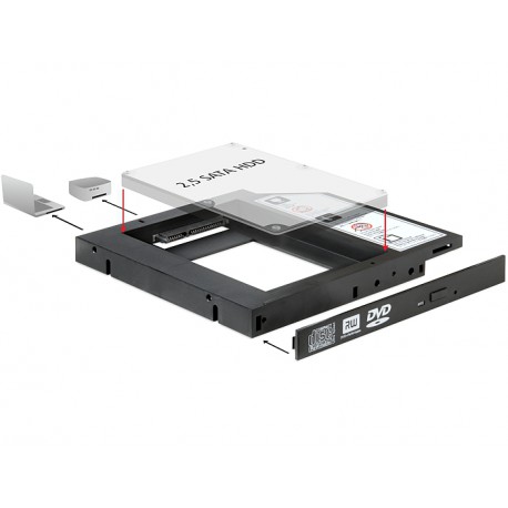 Nosilec za vgradnjo 2,5" SSD diska v DVD slot prenosnika Delock 61993