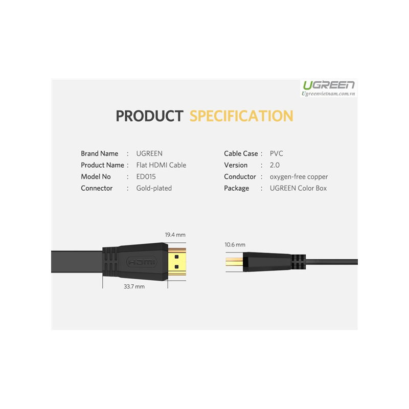 Ugreen HDMI 2.0 Flat kabel 3m, 50820