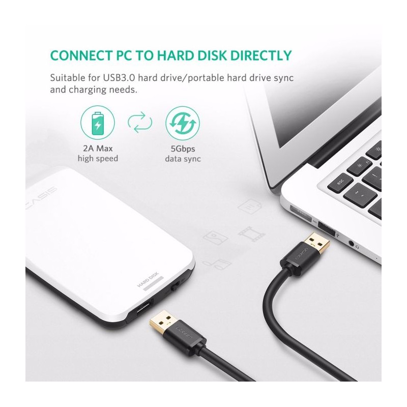 Ugreen USB 3.0 podaljšek (M na M) črn 2 m, 10371