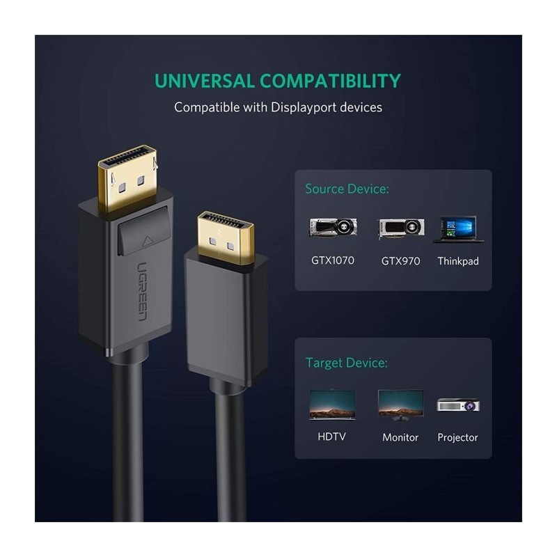 Ugreen 4K DisplayPort kabel 5M - box, 10213