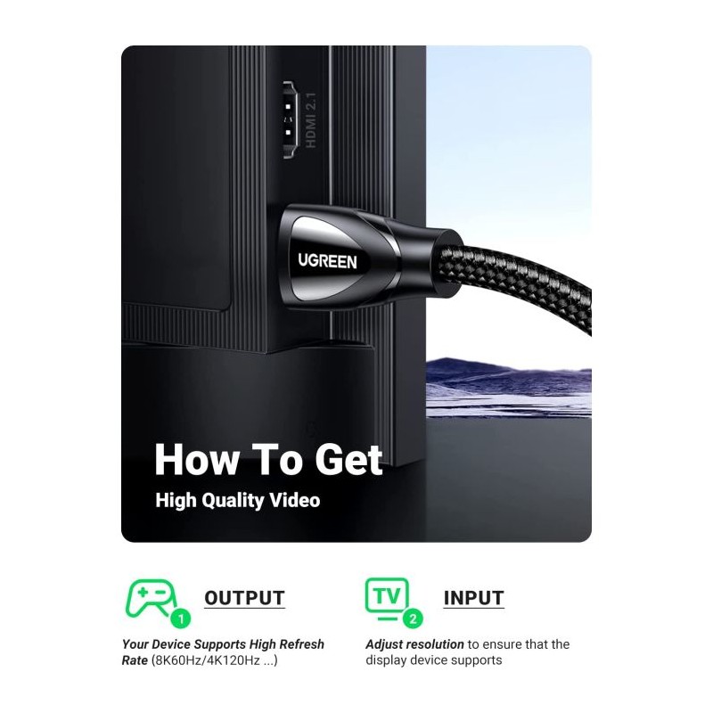 Ugreen 8K HDMI kabel 2.1 8K@60Hz 4K@120Hz, 1m
