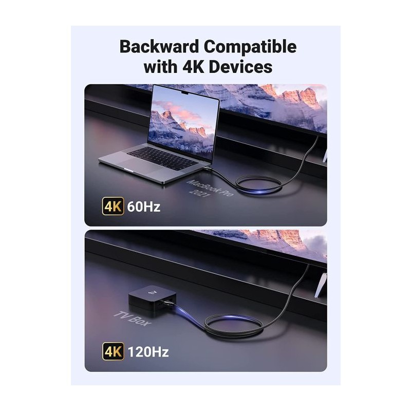 Kabel HDMI Ugreen 8K 2.1 8K@60Hz 4K@120Hz, 2M - polybag, 80403