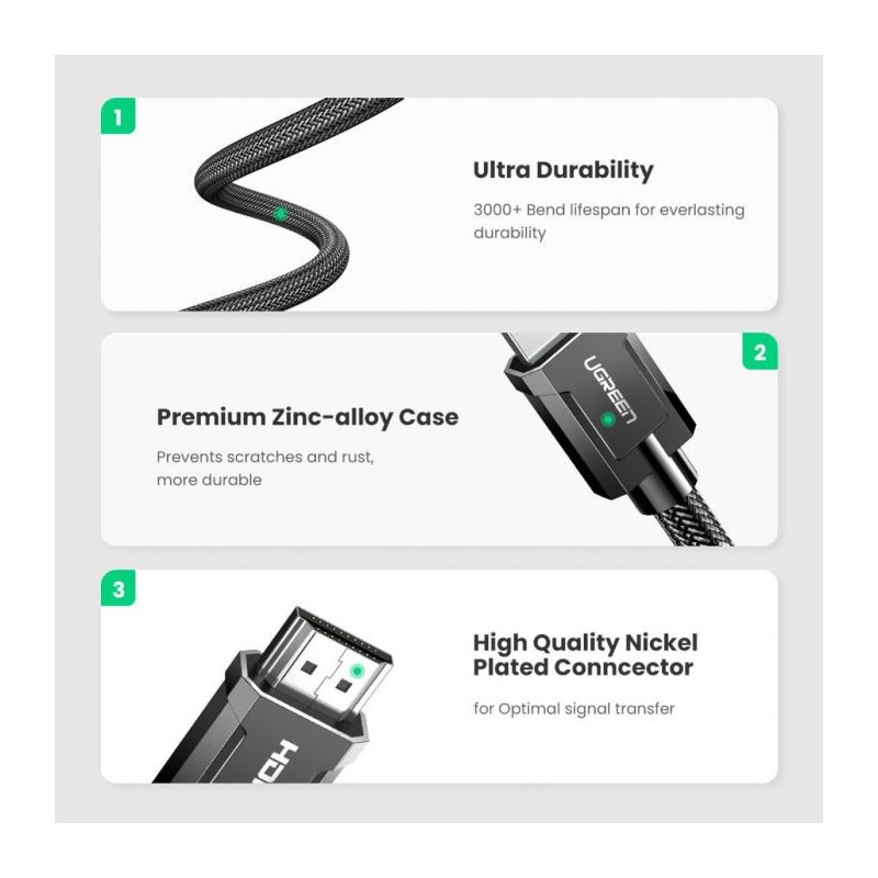 Ugreen 8K Ultra HDMI 2.1 kabel 1m - box, 70319