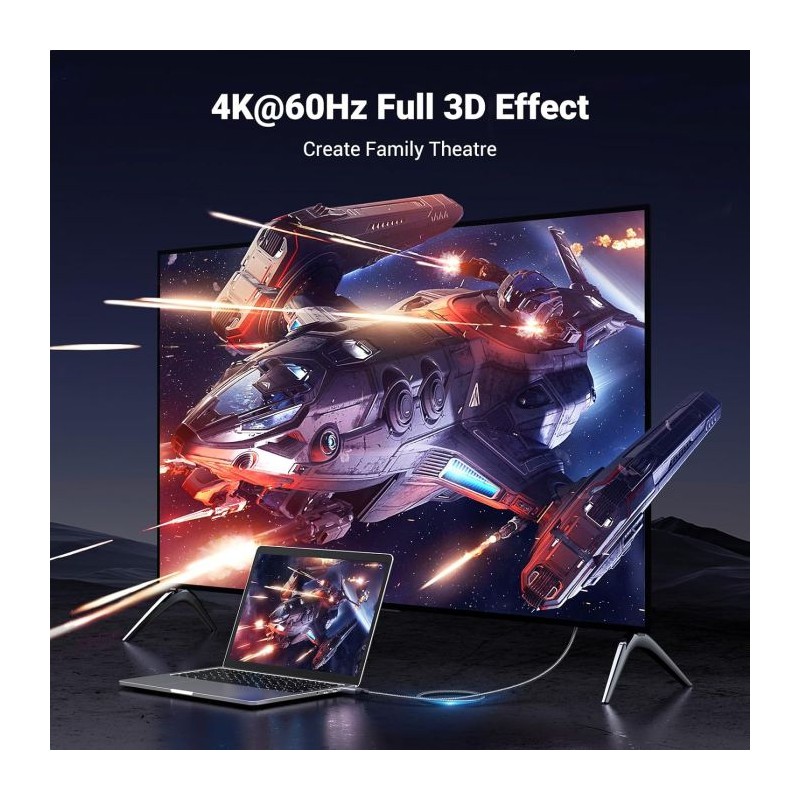 Kabel UGREEN DisplayPort na HDMI 4K@60Hz HDR Active DP 1.2 v HDMI 2.0, 2M, 15774