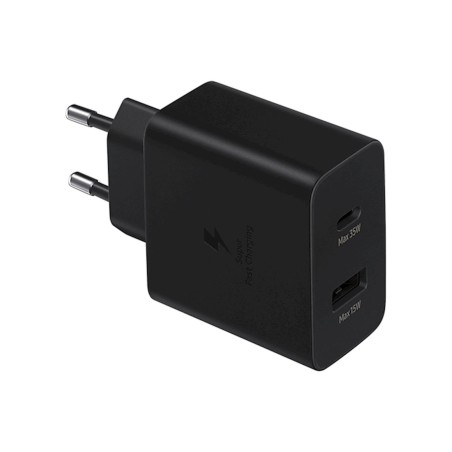 Polnilec Samsung Duo 35W, USB-C/A, črn
