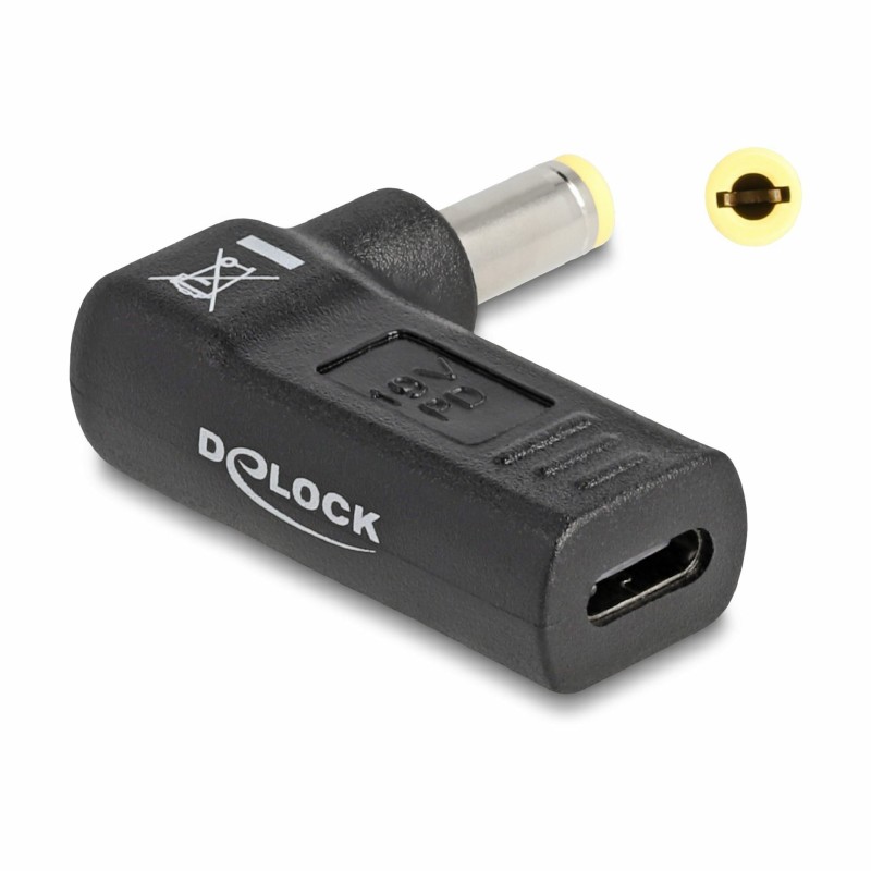 Adapter za prenosnik Delock USB-C, 60W, 5,5 x 2,5mm, kotni