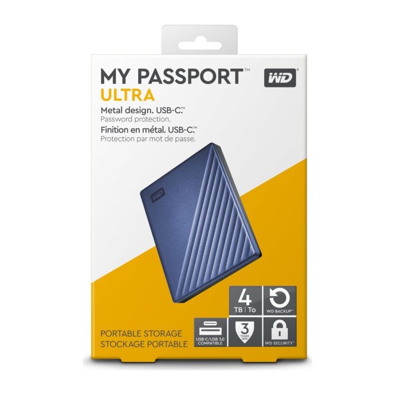 Zunanji disk 4TB WD My Passport ULTRA, moder, WDBFTM0040BBL-WESN