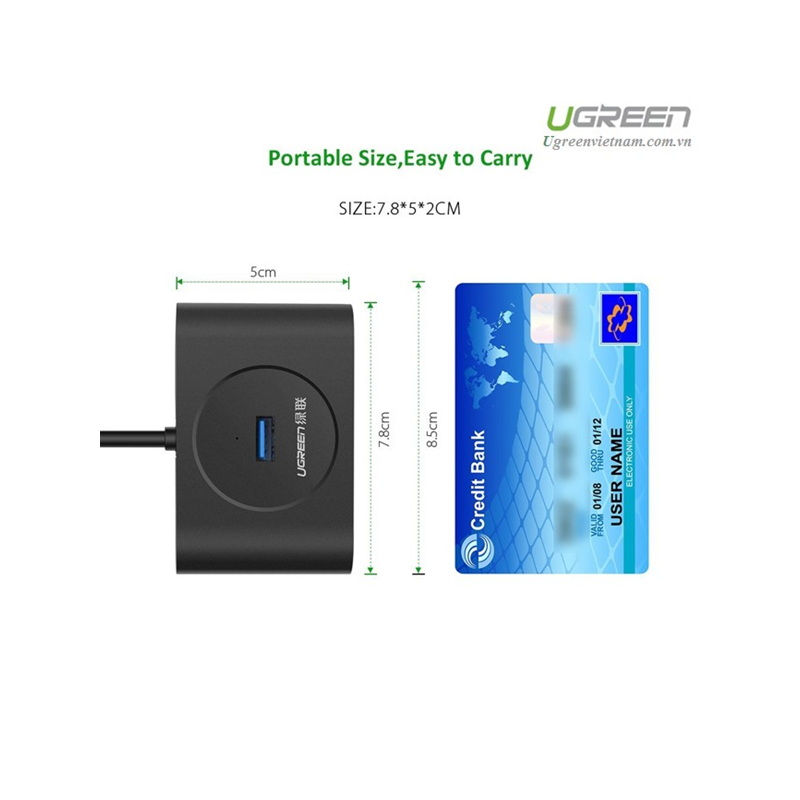 USB Hub Ugreen E0013563, črn