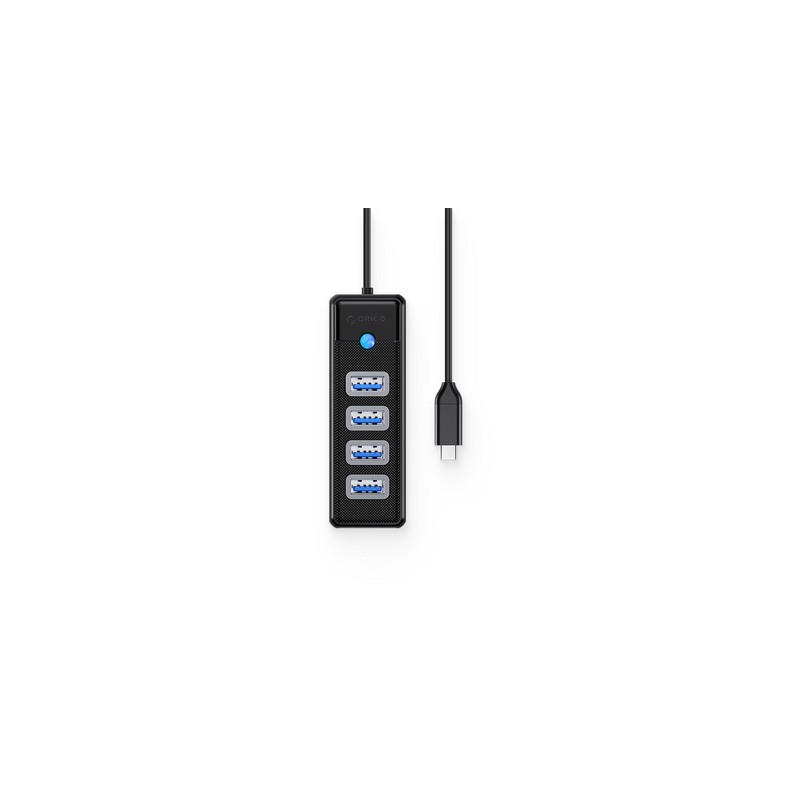 USB-C Hub Orico PW4U-C3-015 s 4-vhodi, USB 3.0, 0.15m, črn