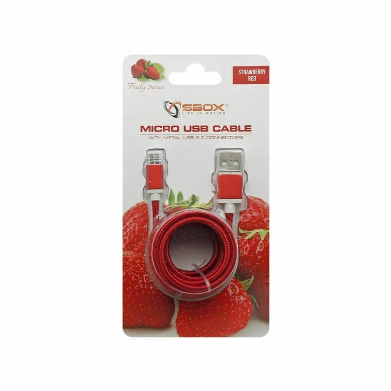 Kabel USB A-B mikro 1,5m SBOX bombažna zaščita, rdeč 8519117