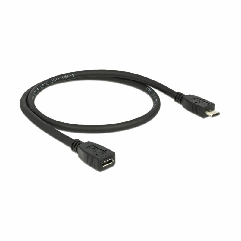Podaljšek USB Mikro B-m - Mikro B-ž 0,5m črn Delock 8519128