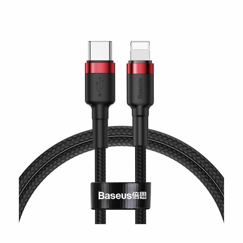 Kabel Apple USB C/Lightning 1m PD 20W Cafule rdeč+črn pleten Baseus 8556037