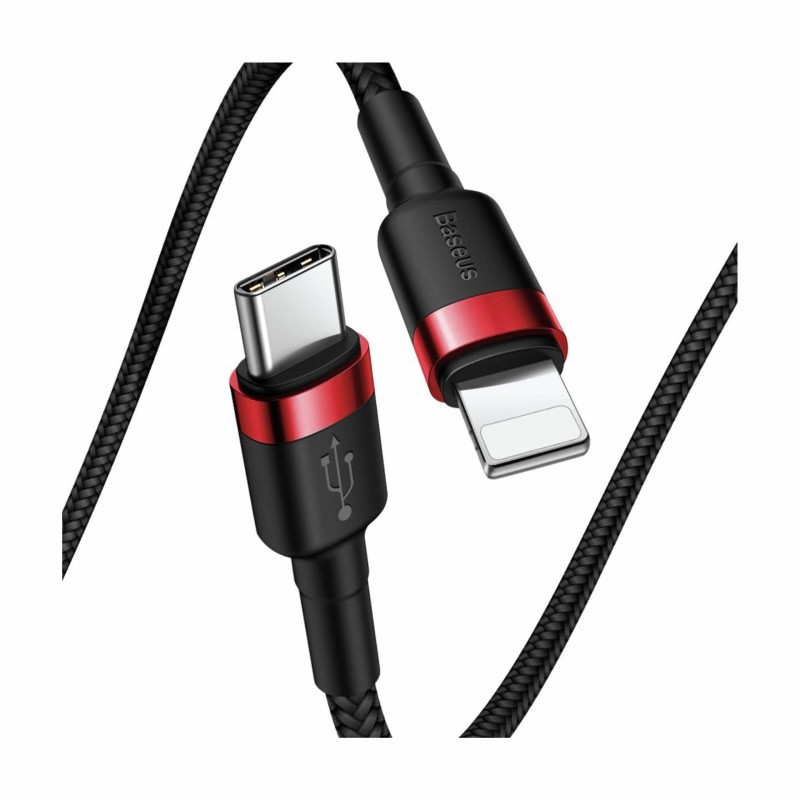 Kabel Apple USB C/Lightning 1m PD 20W Cafule rdeč+črn pleten Baseus 8556037