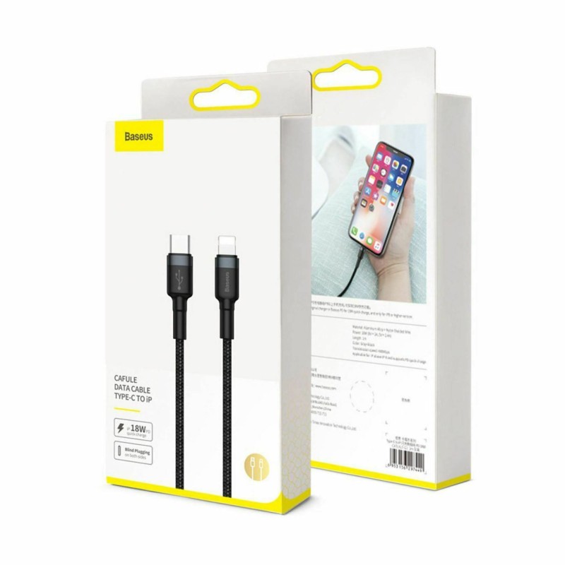 Kabel Apple USB C/Lightning 1m PD 20W Cafule siv+črn pleten Baseus 8556038