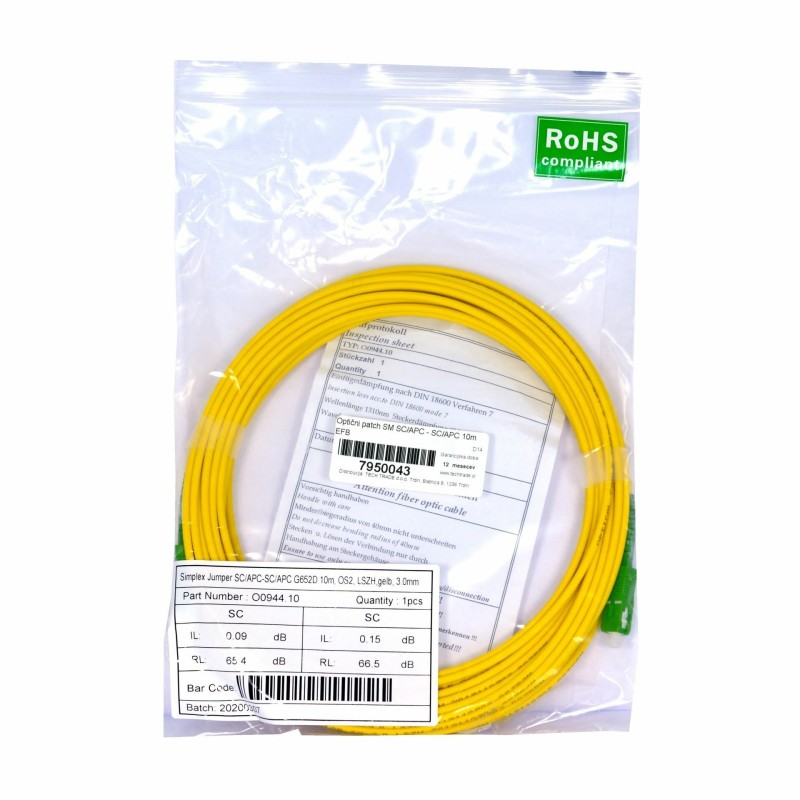 Optični patch SM SC/APC - SC/APC 10m EFB 7950043