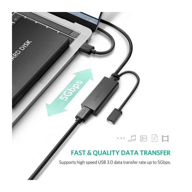 Ugreen USB podaljšek z možnostjo napajanja, 10M