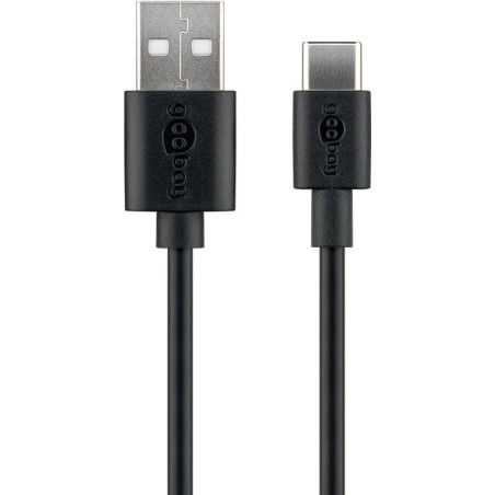 Kabel USB-A 2.0 na USB-C, polnjenje in sinhronizacija, 0.1m, Goobay, črn