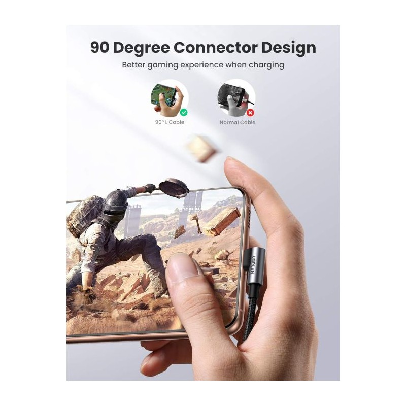 Kabel Ugreen USB-C na kotni USB-C, 60W 2M