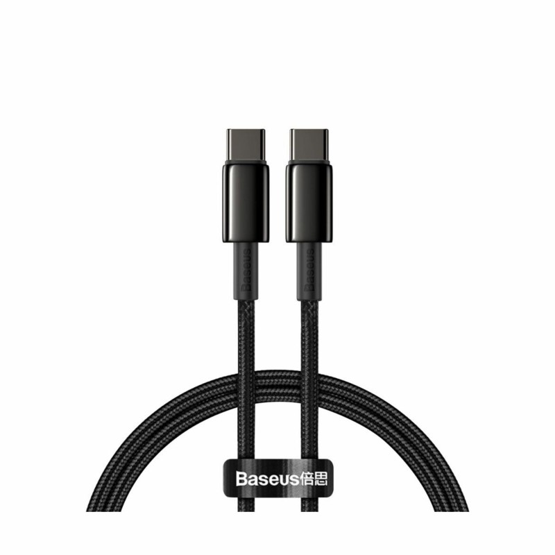 Kabel Baseus USB C-C 1m 100W 20V 5A črn Tungsten pleten CATWJ-01