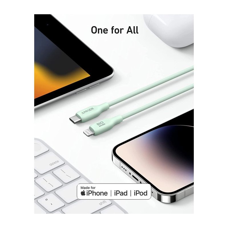 Kabel Anker 541, USB-C na Lightning,  0.9m zelen, A80A1G61