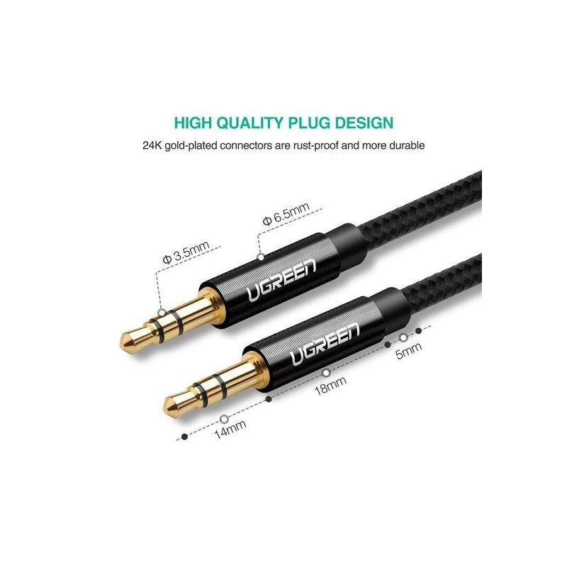 Kabel Ugreen 3.5mm avdio, 1m črn, 50361