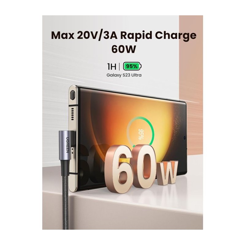 Kabel Ugreen kotni USB-C 60W, 1m, 70529