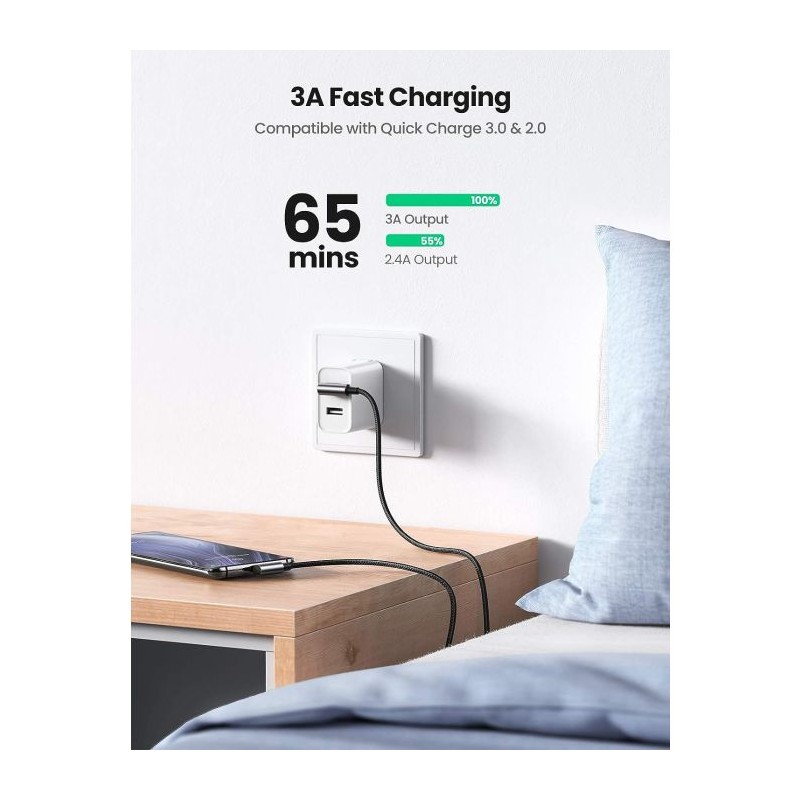 Kabel Ugreen USB v USB-C 90-stopinjski za hitro polnjenje, 2m, 20857