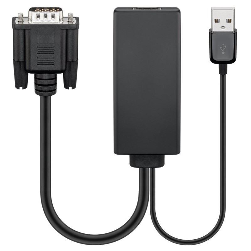 Adapter Goobay VGA na HDMI, 0,1m, črn