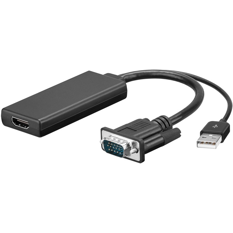 Adapter Goobay VGA na HDMI, 0,1m, črn
