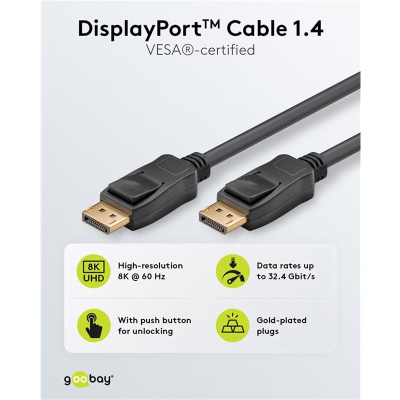Kabel GOOBAY DisplayPort 1.4 (M/M), 1m