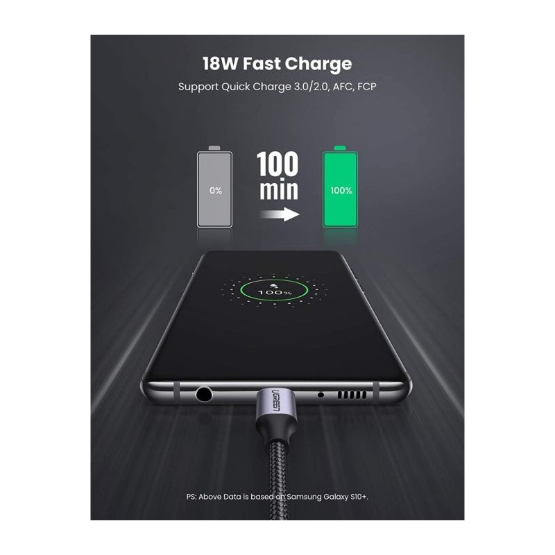 Kabel USB A 2.0 na USB 3.0 tip C - 3m (črn), UGREEN