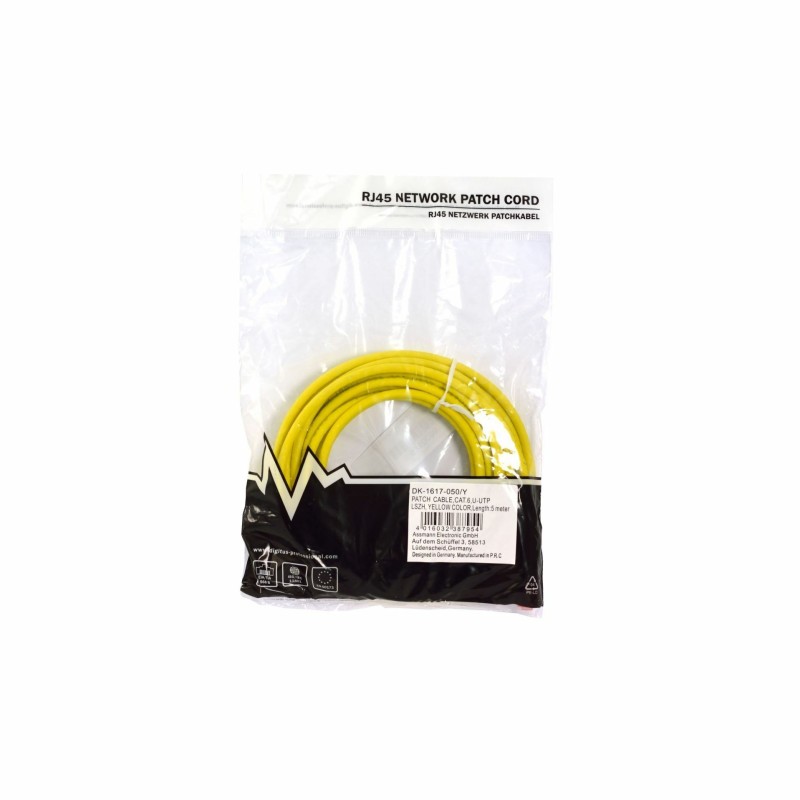 Mrežni kabel Digitus patch UTP CAT.6 5m rumen, 9030145