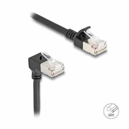 Mrežni kabel Delock patch SFTP CAT.6A 2m črn slim kotni, 9030508