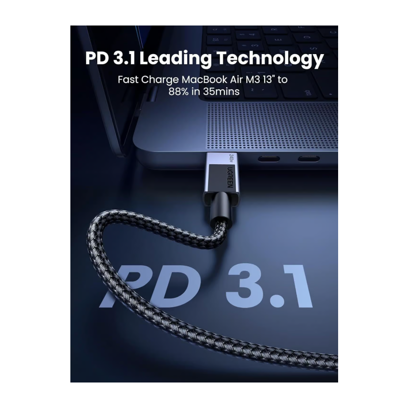 Polnilni kabel Ugreen USB-C na USB-C, 240W, 1m