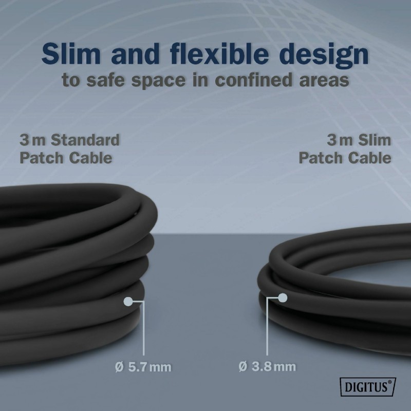 Mrežni kabel Digitus patch slim FTP CAT.6A, 0,5m, črn
