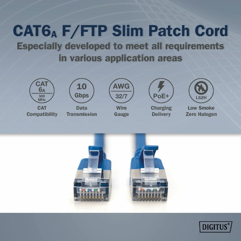 Mrežni kabel Digitus patch slim FTP CAT.6A, 5m, moder
