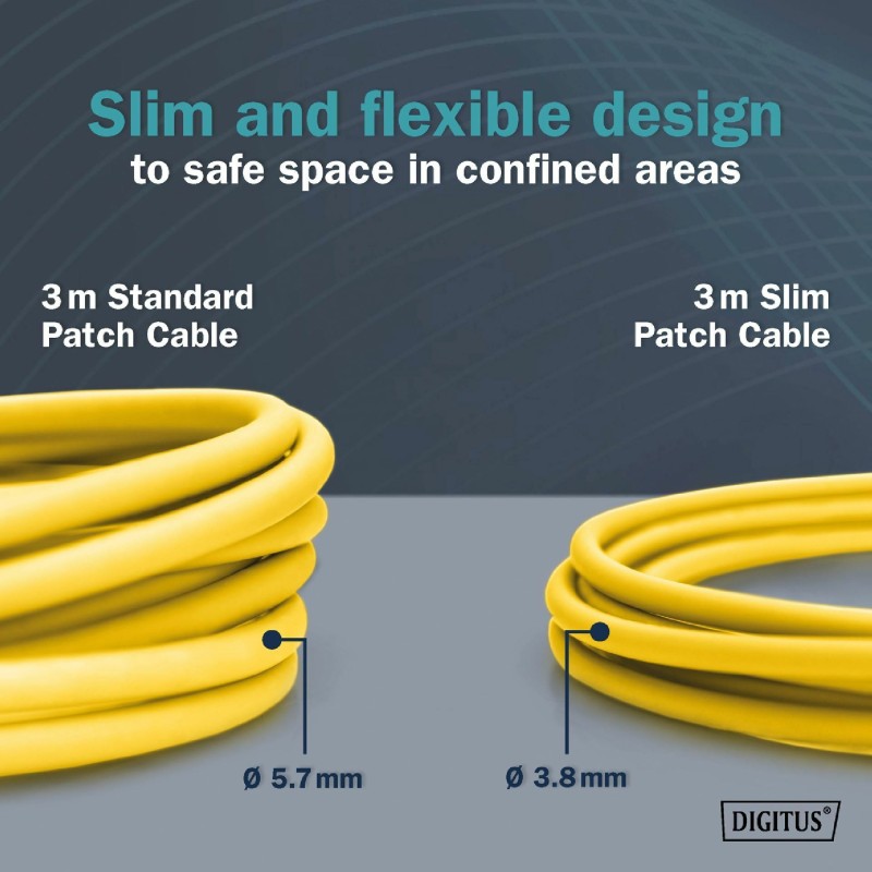 Mrežni kabel Digitus patch slim FTP CAT.6A, 0,5m, rumen