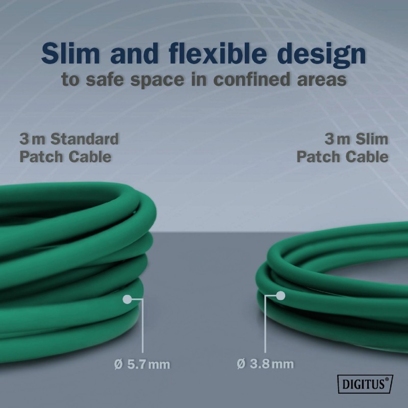 Mrežni kabel Digitus patch slim FTP CAT.6A, 1m, zelen