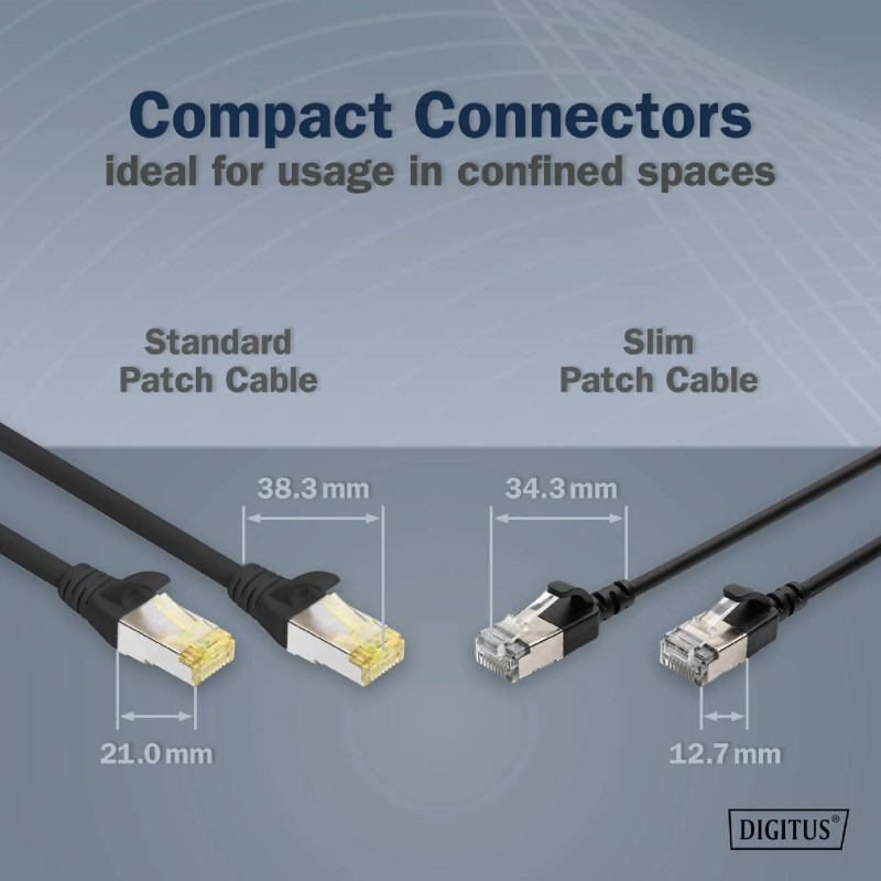 Mrežni kabel Digitus patch slim FTP CAT.6A, 1m, črn
