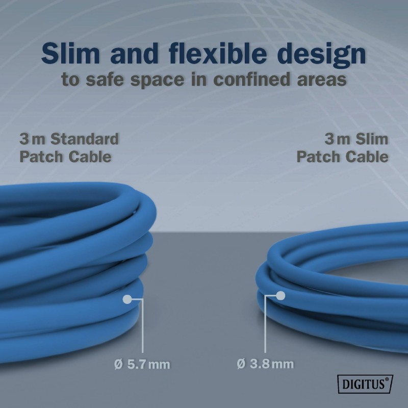 Mrežni kabel Digitus patch slim FTP CAT.6A, 1m, moder