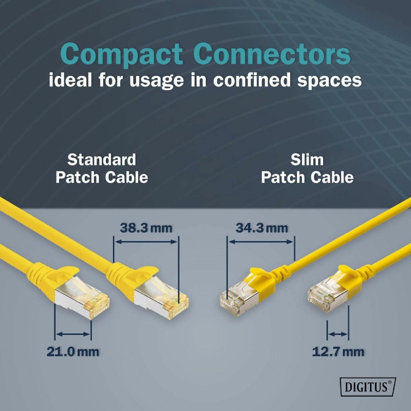 Mrežni kabel Digitus patch slim FTP CAT.6A, 1m, rumen
