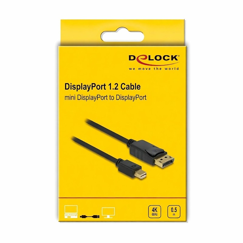 Kabel Delock miniDisplayPort-DisplayPort, 0.5m, črn