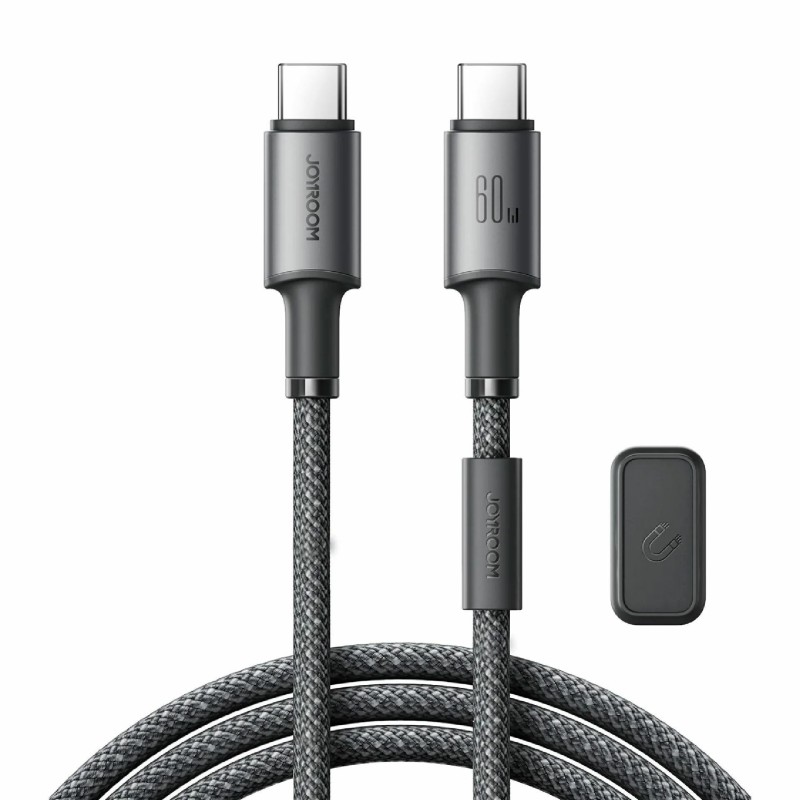 Kabel Joyroom USB C-C črn pleten z magnetom, 1.2m