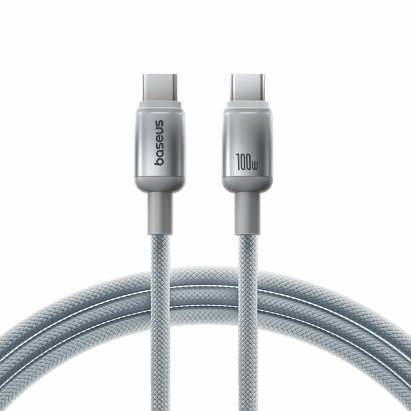 Kabel Baseus USB C-C 100W 20V 5A pleten siv, 1m