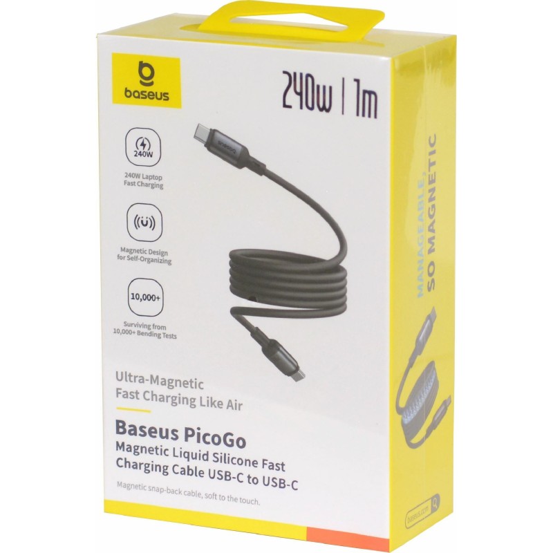 Kabel Baseus USB C-C 240W PicoGo silikonski črn, 1m