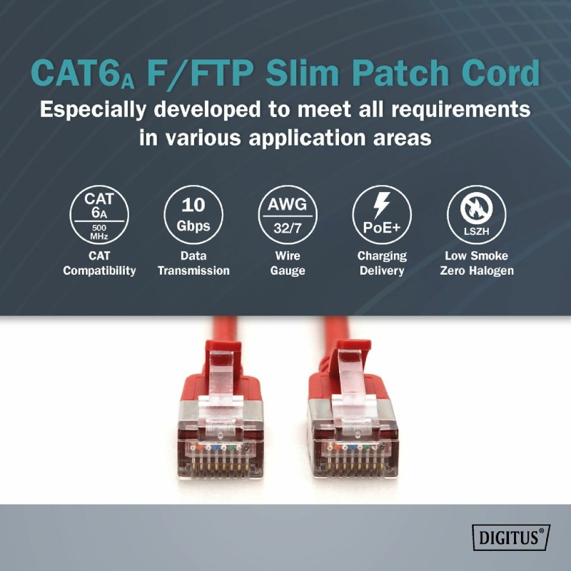 Mrežni kabel Digitus FTP CAT.6A, 3m, rdeč
