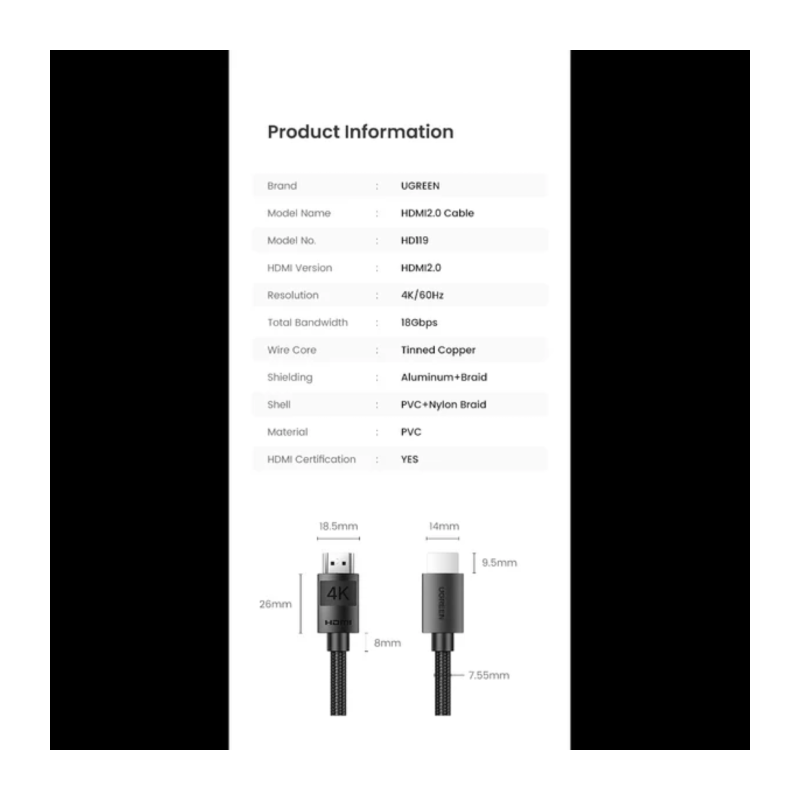 Kabel Ugreen 4K HDMI 1.4, 5m