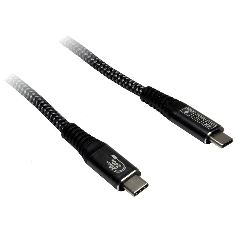 Kabel Intertech USB-C/C, 240W, 1,5m, črn